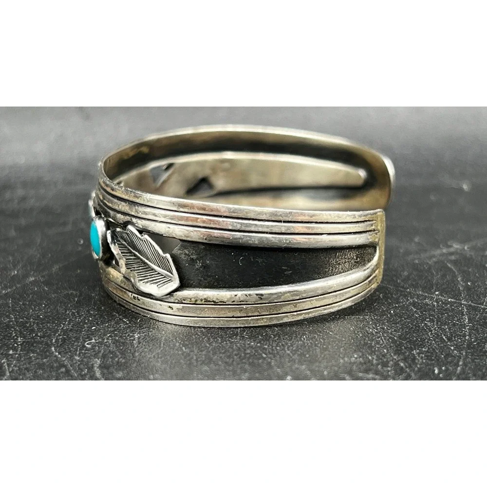 Vtg 1970s Bell Sterling Solid Sterling Silver Bracelet Southwestern Turquoise